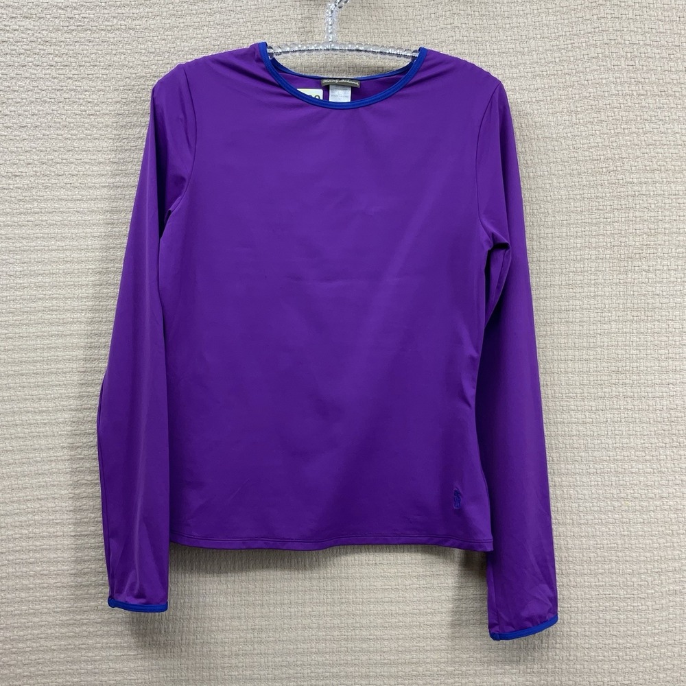 Tommy Bahama Women's Size Medium Purple Long Sleeve Tropical  Rashguard‎ Shirt
